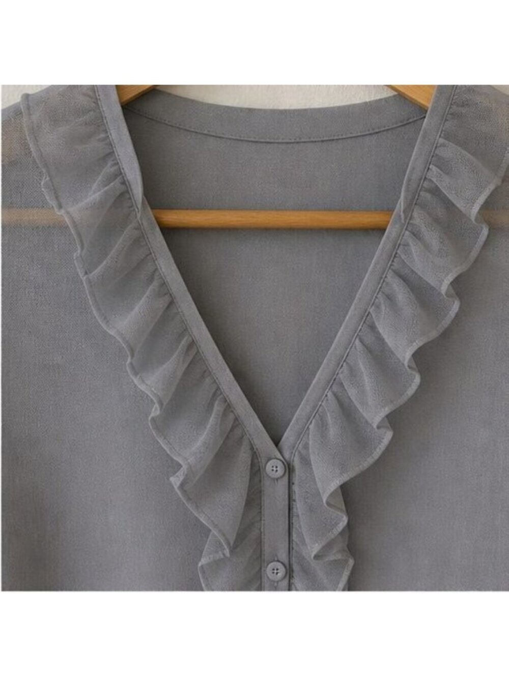 Gray Ruffle Blouse - Picture 4 of 6
